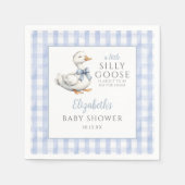 Gekke Little Goose Blue Gingham Baby shower Servet (Voorkant)