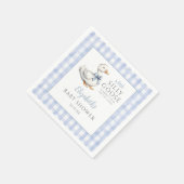 Gekke Little Goose Blue Gingham Baby shower Servet (Hoek)