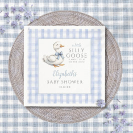 Gekke Little Goose Blue Gingham Baby shower Servet