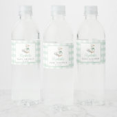 Gekke Little Goose Gingham Baby shower Waterfles Etiket (Flessen)