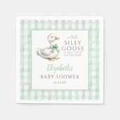 Gekke Little Goose Green Gingham Baby shower Servet (Voorkant)