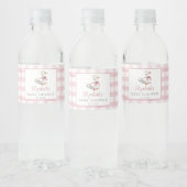 Gekke Little Goose Pink Gingham Baby shower Waterfles Etiket (Flessen)