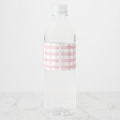 Gekke Little Goose Pink Gingham Baby shower Waterfles Etiket (Achterkant)
