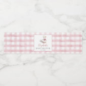 Gekke Little Goose Pink Gingham Baby shower Waterfles Etiket (Enkel label)