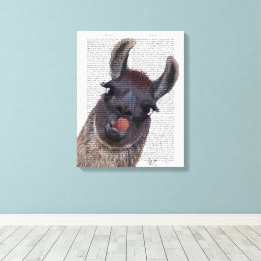 Gekke Llama Canvas Afdruk (Insitu (Houten vloer))