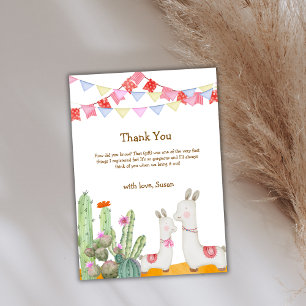 Gekke Llama Desert Cactus Fiesta Baby shower Bedankkaart
