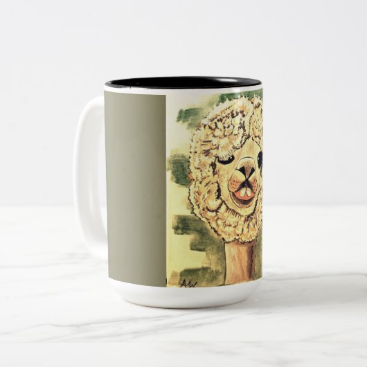 Gekke Llama Tweekleurige Koffiemok (Voorkant links)