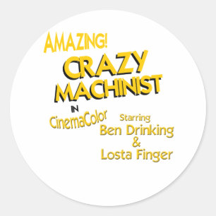 Gekke Machinist Ronde Sticker