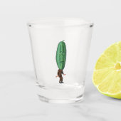 Gekke Man Big Green Pickle Head Brown Suit Shot Glas (Voorkant)