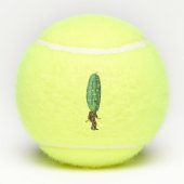 Gekke Man Big Green Pickle Head in bruin pak Tennisballen (Achterkant)