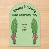 Gekke Mannen Grote groene augurken hoofden gezicht Acryl Uitnodigingen (Voorkant)