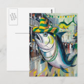 Gekke Mardi Gras Fish Briefkaart (Voorkant / Achterkant)