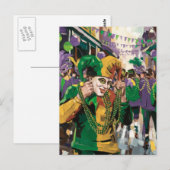Gekke Mardi Gras Happy Jester Briefkaart (Voorkant / Achterkant)