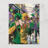 Gekke Mardi Gras Happy Jester Briefkaart (Voorkant)