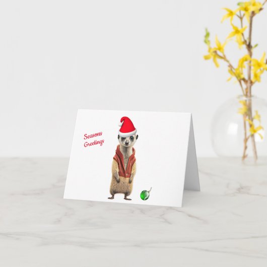 Gekke Meerkat Kerst Kaart (Gele Bloem)