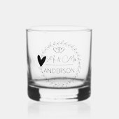 Gekke meneer en mevrouw Custom Namen Huwelijksguns Whisky Glas (Voorkant)