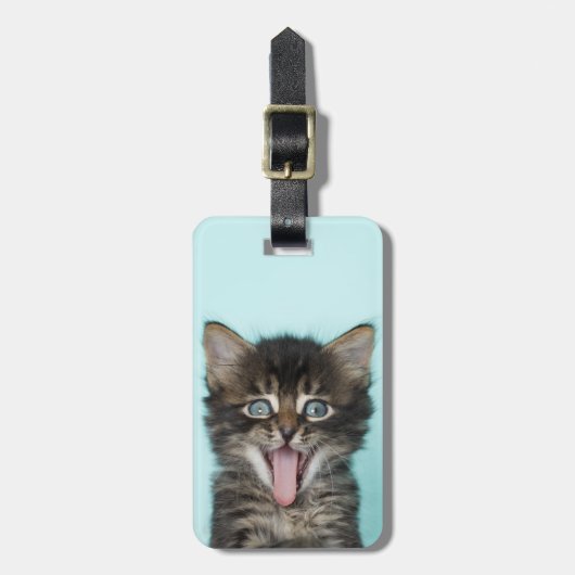 Gekke Merlin Kitten Bagagelabel (Voorkant verticaal)