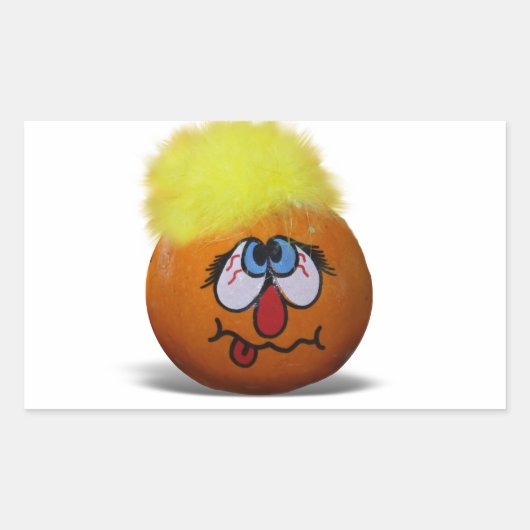 Gekke Mini Pompoen Gezicht Rechthoekige Sticker (Voorkant)