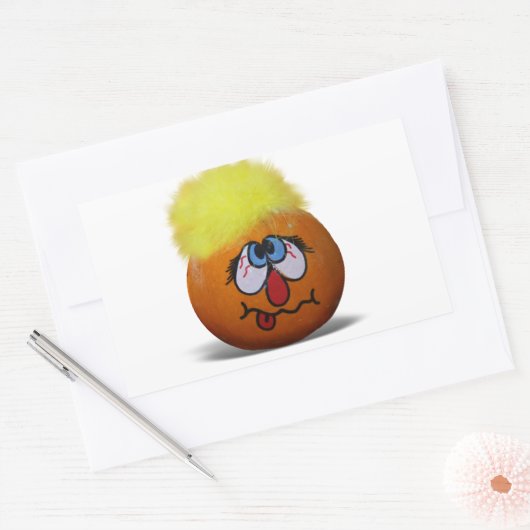 Gekke Mini Pompoen Gezicht Rechthoekige Sticker (Envelop)