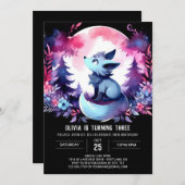 Gekke moderne wolf verjaardag kaart (Voorkant / Achterkant)