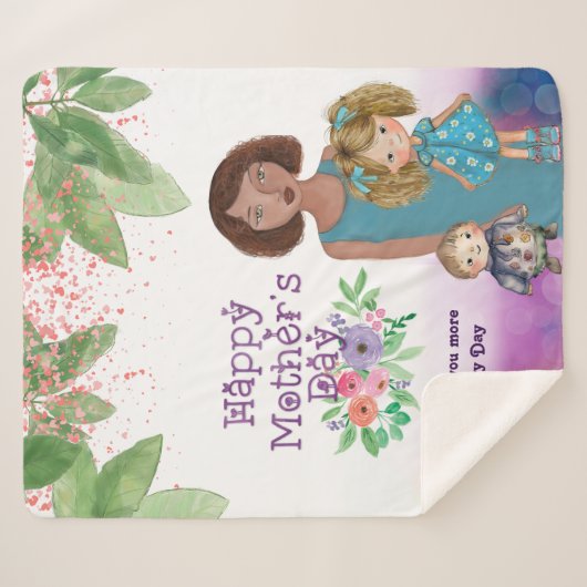 Gekke moeder met kinder | Moederdag Sherpa Deken (Voorkant (horizontaal))