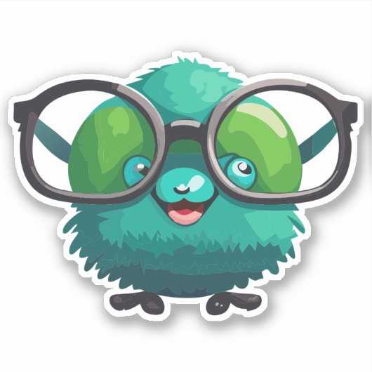 Gekke mol Brainiac met bril Sticker (Voorkant)