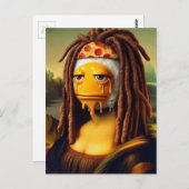 Gekke Mona Lisa Dreadlocks Pizza & Egg Briefkaart (Voorkant / Achterkant)
