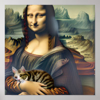 Gekke Mona Lisa met Kitty Cat Portrait Art