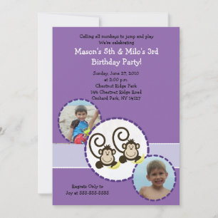 Gekke Monkey PAARS Photo Birthday Invitation 5x7 Kaart