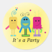 Gekke Monsters Party Ronde Sticker (Voorkant)