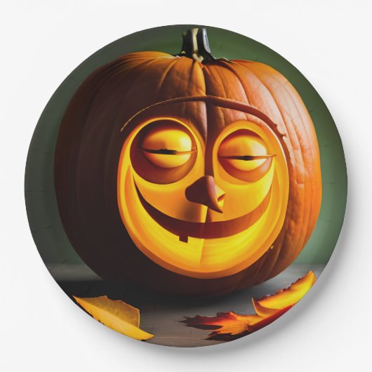 Gekke Mr Pumpkin Head Papieren Bordje (Voorkant)