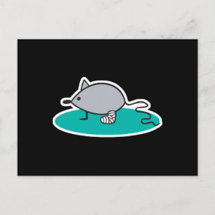 gekke muis met gebroken been briefkaart