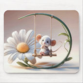 Gekke muis op een Daisy Swing Muismat (Voorkant)