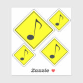 Gekke muzieknoot verkeersbord stijl Stickers (Vel)