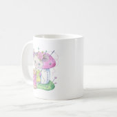 gekke naaiende dame word art koffiemok (Voorkant links)