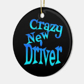 Gekke nieuwe driver keramisch ornament (Links)