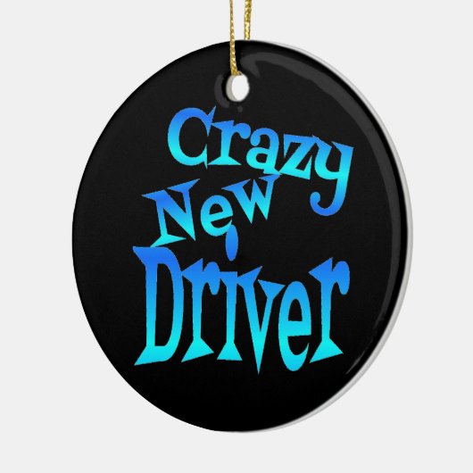 Gekke nieuwe driver keramisch ornament (Links)