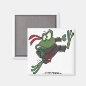 gekke ninja-kikkervis cartoon magneet (Voorkant / Achterkant)