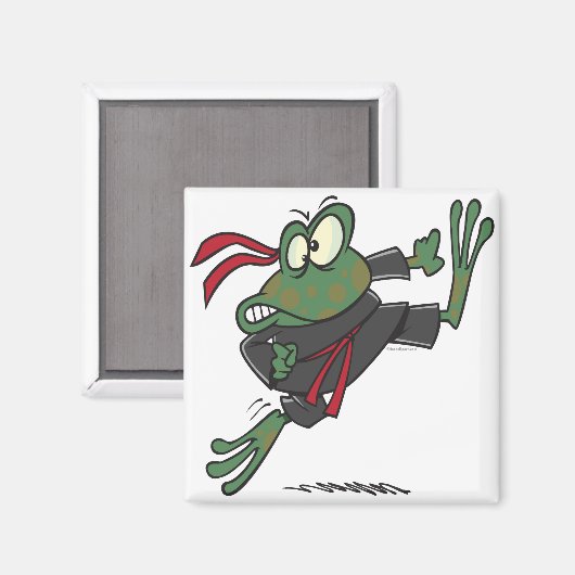 gekke ninja-kikkervis cartoon magneet (Voorkant / Achterkant)