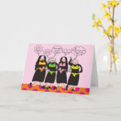 Gekke nonnen in Bikini's Kaart (Gele Bloem)