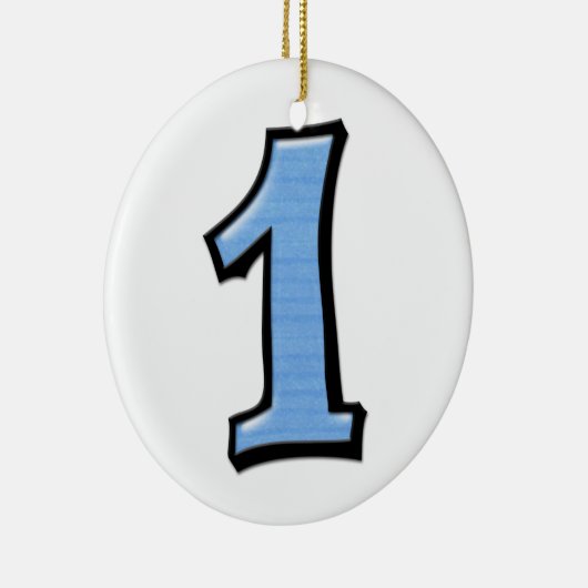 Gekke nummer 1 blauwe versiering keramisch ornament (Rechts)