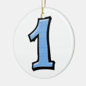 Gekke nummer 1 blauwe versiering keramisch ornament (Links)