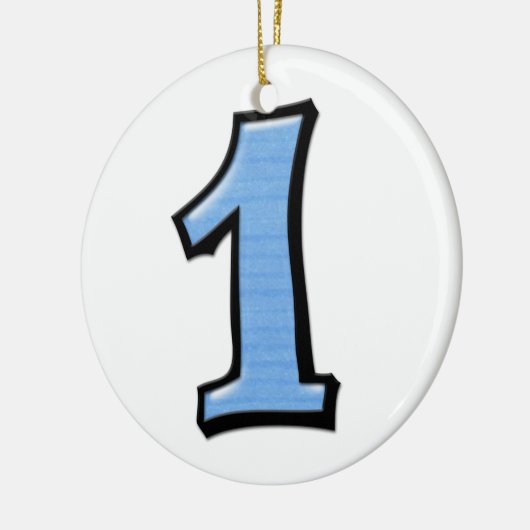 Gekke nummer 1 blauwe versiering keramisch ornament (Links)