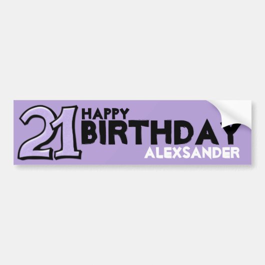 Gekke nummer 21 lavender Birthday Long Sticker (Voorkant)