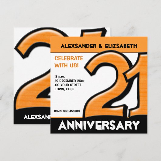 Gekke nummer 21 oranje partij bij het Jubileum Kaart (Voorkant / Achterkant)