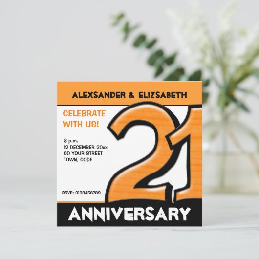 Gekke nummer 21 oranje partij bij het Jubileum Kaart (Staand voorkant)