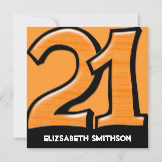 Gekke nummer 21 oranje uitnodiging voor de geboort (Achterkant)