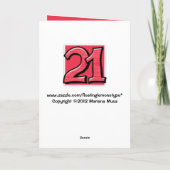 Gekke Nummer 21 Rode Verjaardag Kaart (Achterkant)