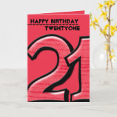 Gekke Nummer 21 Rode Verjaardag Kaart (Gele Bloem)