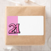 Gekke nummer 21 roze adreslabel etiket (Insitu)